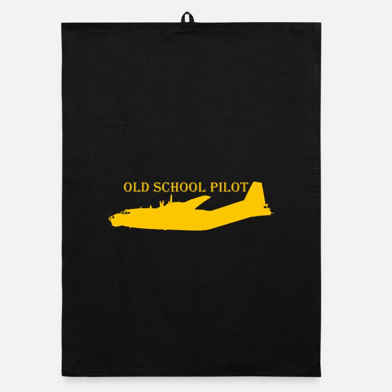 old school pilot An-12 - Organic Geschirrtuch - Schwarz