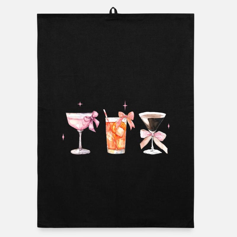 Stylish Coquette Cocktails with Bows Tea Organic dish towel