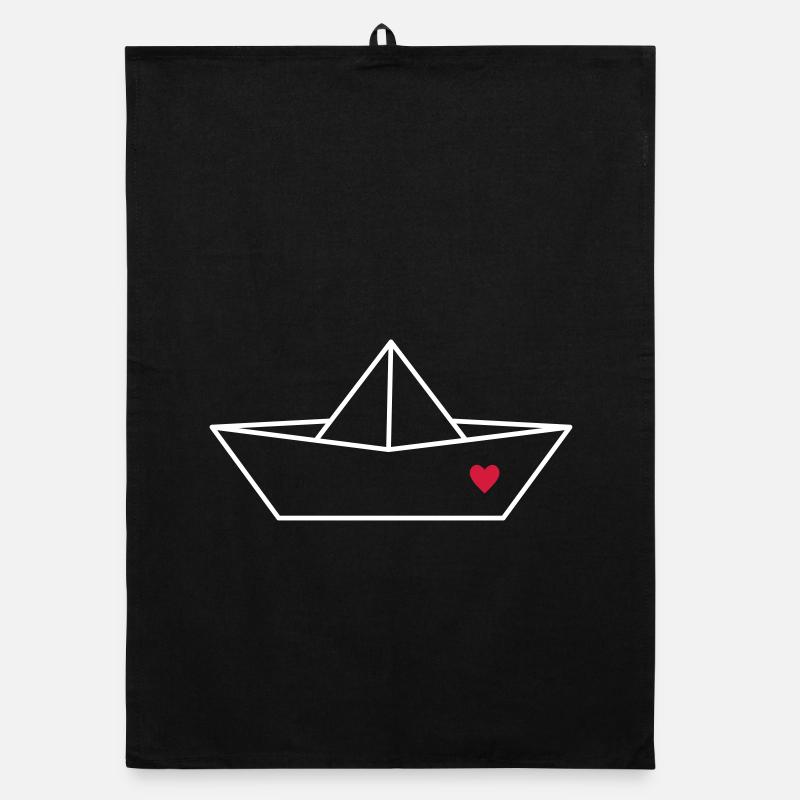 Segelboot Boot Papier Schiff Herz Liebe Geschenk Organic Geschirrtuch