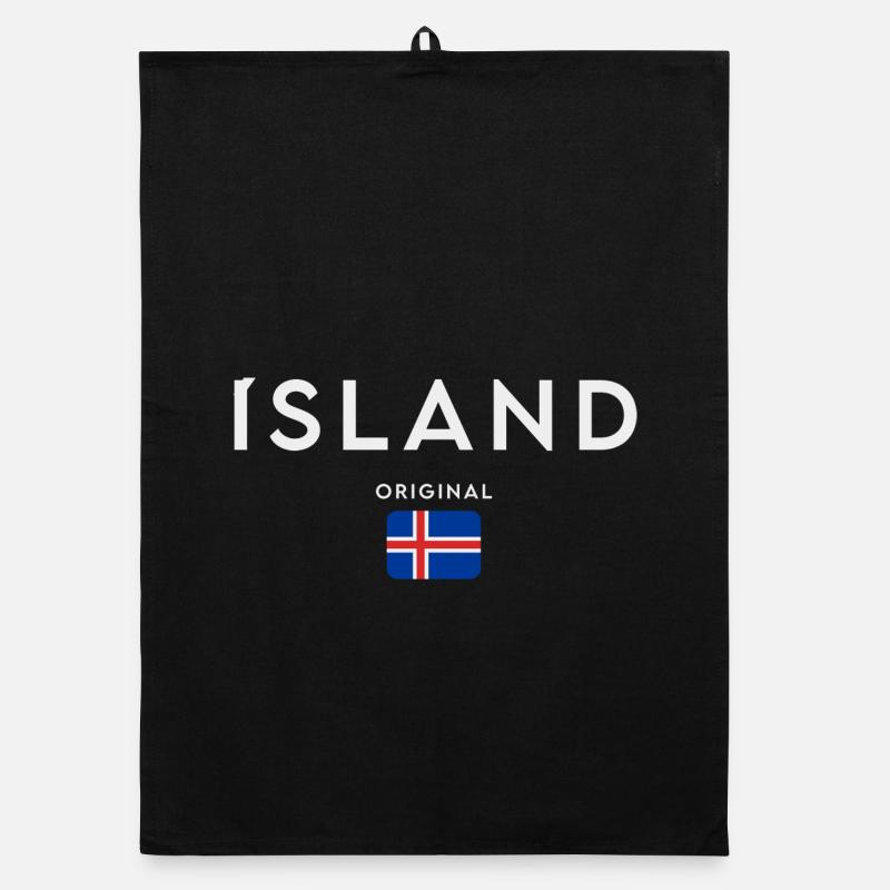 Drapeau de l’Islande, fierté islandaise - Torchon bio - noir