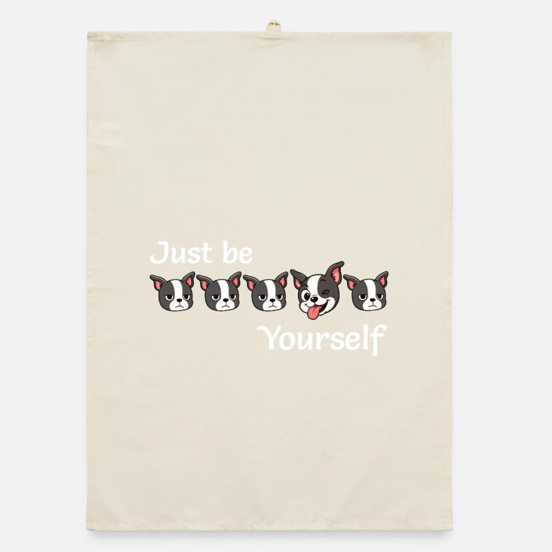 Boston - Soyez simplement - Vous-même - Texte blanc Torchon bio