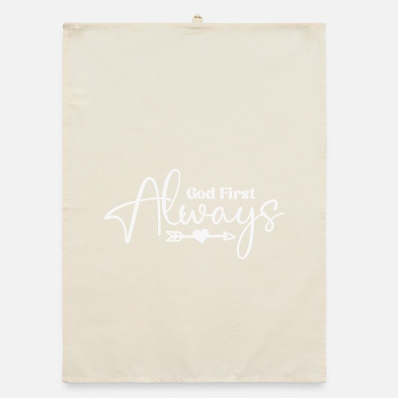 God First Always Script Heart Organic dish towel