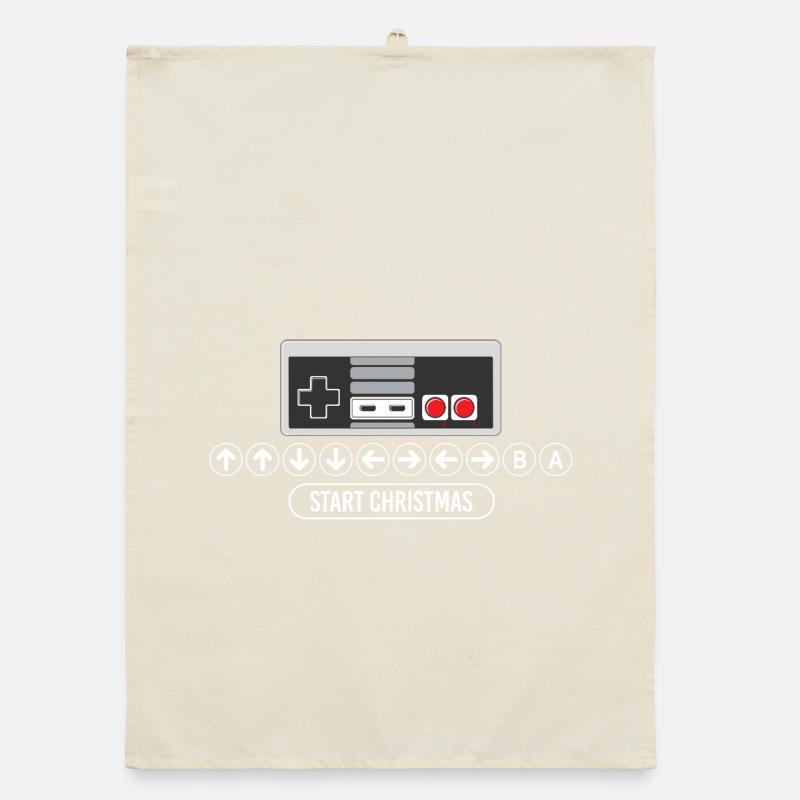 Cheat Code Start Christmas Gaming Gamer Video Game Organic dish towel
