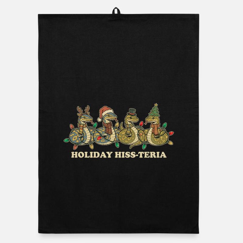 Königspython Weihnachtsbeleuchtung Geschenk Organic Geschirrtuch