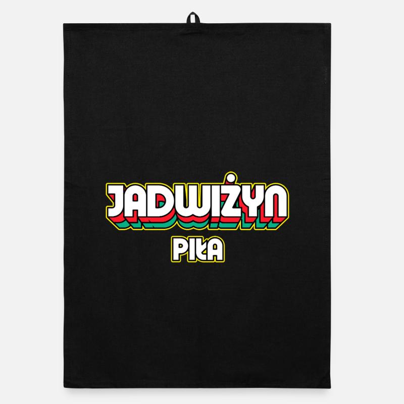 Jadwiżyn Piła. Retro District Name Organic dish towel