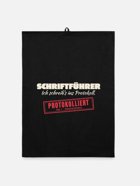 Protokollwitz Schriftführer - Organic Geschirrtuch - Schwarz - Vorne