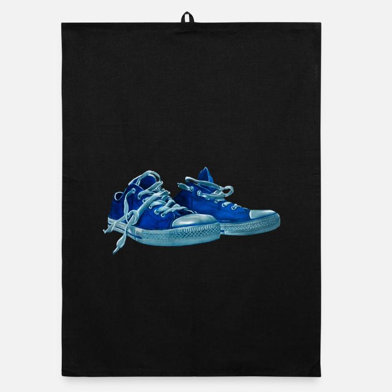 Blue sneaker print Organic dish towel