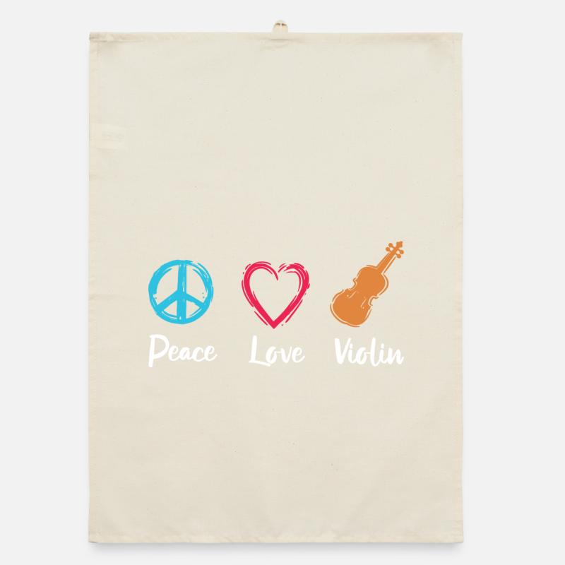Peace Love Violin Organic dish towel