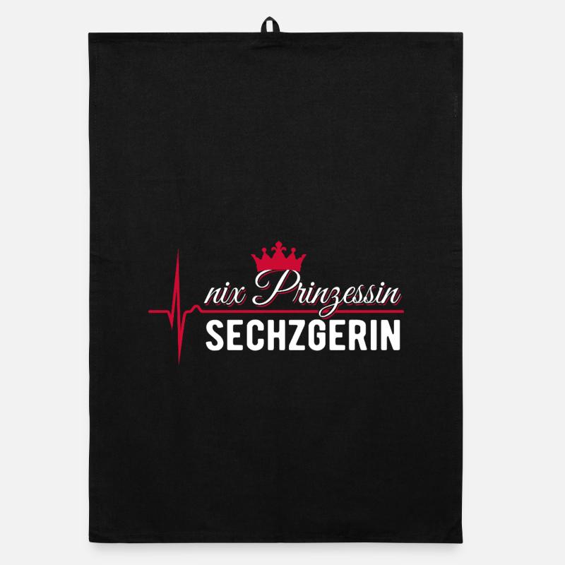 Nix Prinzessin - Sechzgerin - EKG Puls Geschenk - Organic Geschirrtuch - Schwarz
