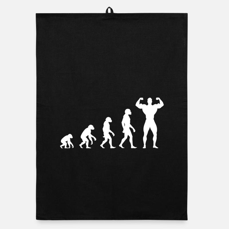 Evolution vom Urmenschen zum Muskelprotz Organic Geschirrtuch