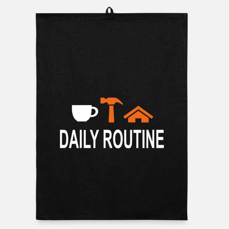 Daily Routine, Daily Routine, Work Can Wait - Organic dish towel - black