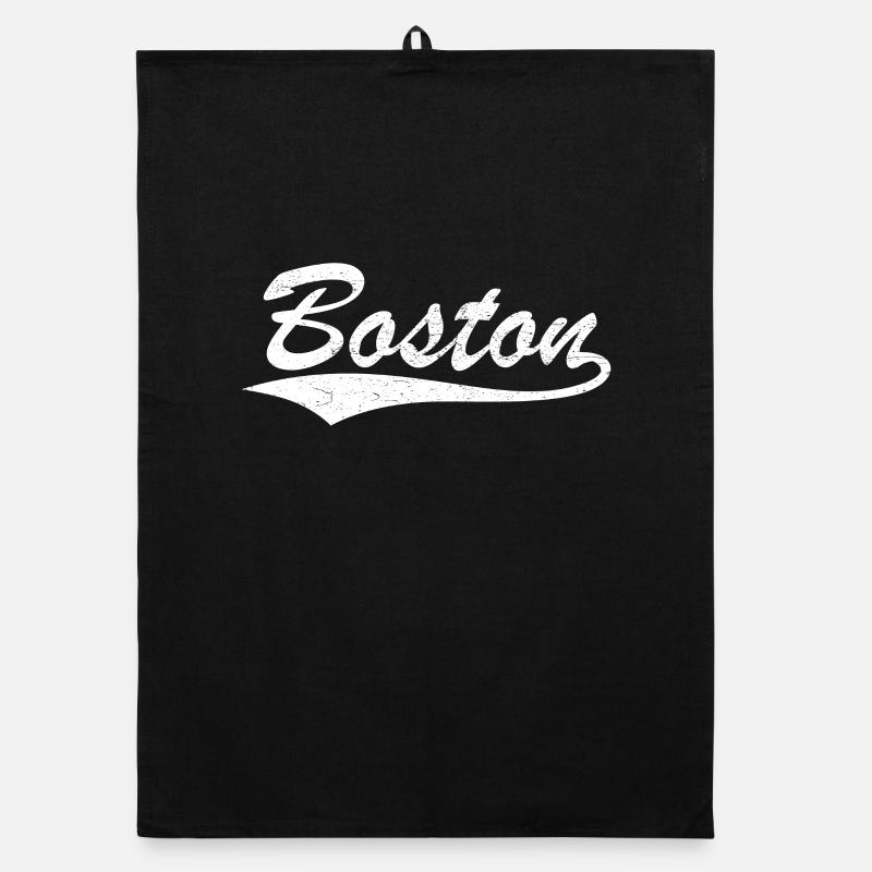 Boston Script Vintage Logo - Organic Geschirrtuch - Schwarz