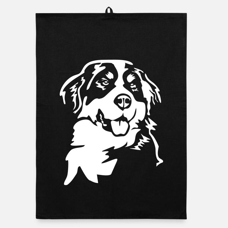 Berner Sennenhund Kopf "Black Edition" Organic Geschirrtuch