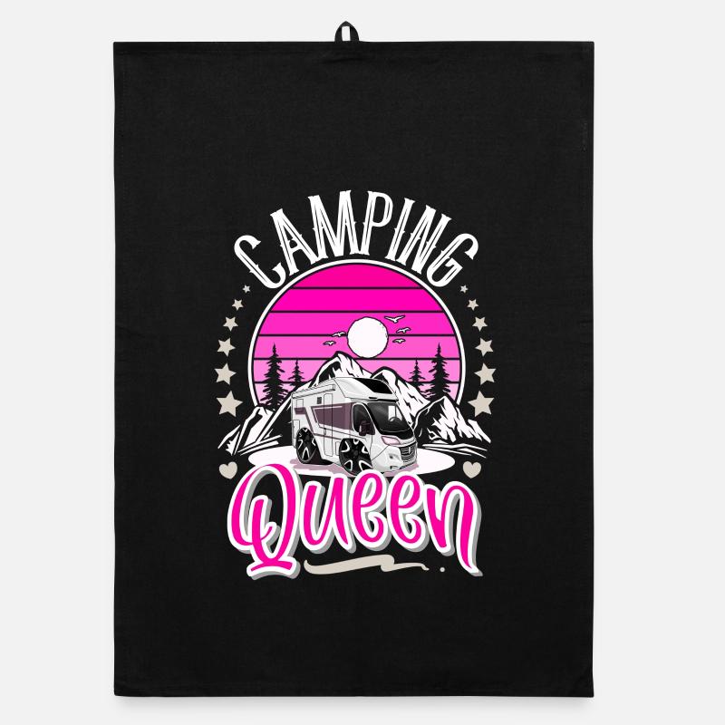 Camping Queen Camper Campen Oma Organic Geschirrtuch