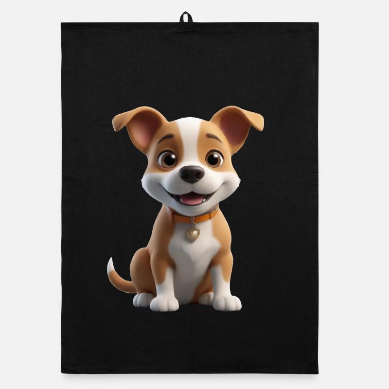 Süßes Hündchen mit Herzchen Organic Geschirrtuch