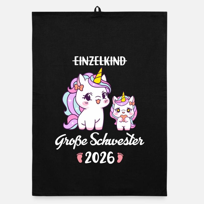 Einzelkind große Schwester 2026 Einhorn Mädchen Organic Geschirrtuch