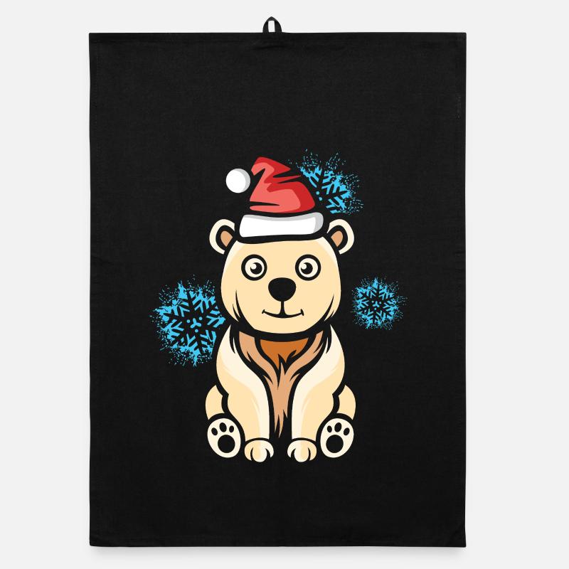 Christmas Polar Bear with Snowflakes Organic dish towel