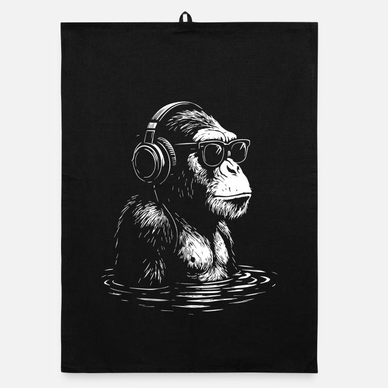 Casque Singe dans l’eau Torchon bio