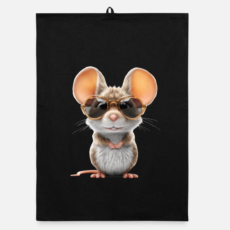 Mouse with glasses Organic dish towel