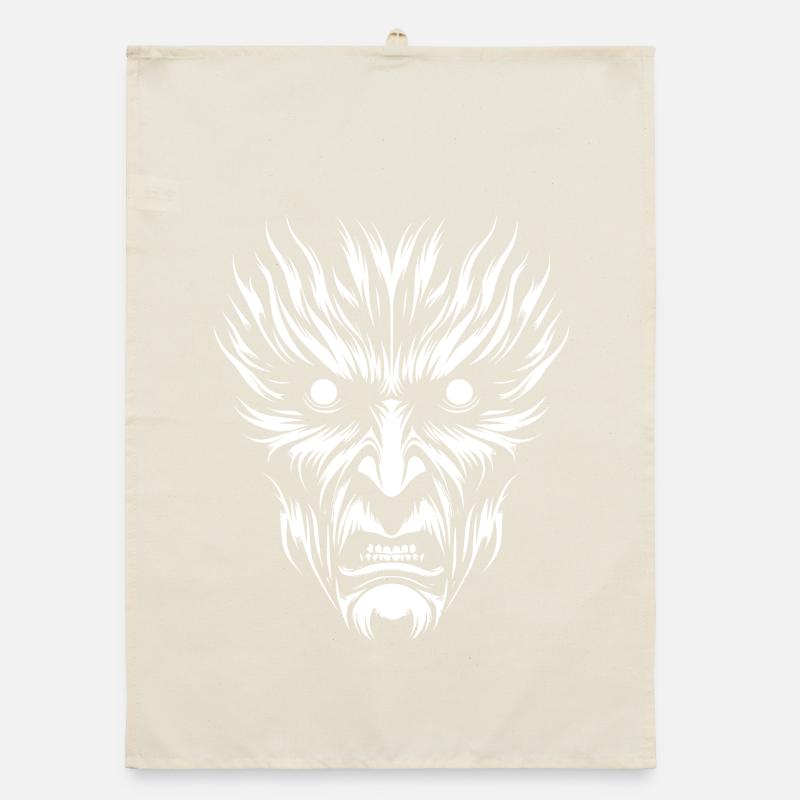 Moon Wolf Face Organic dish towel