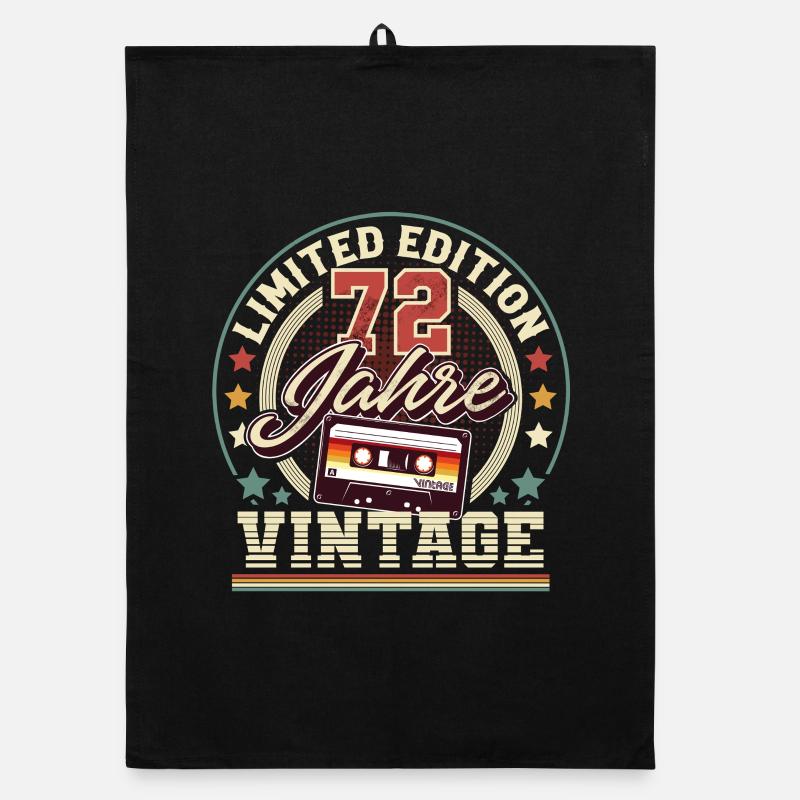 72. Geburtstag Vintage kassette - Organic Geschirrtuch - Schwarz