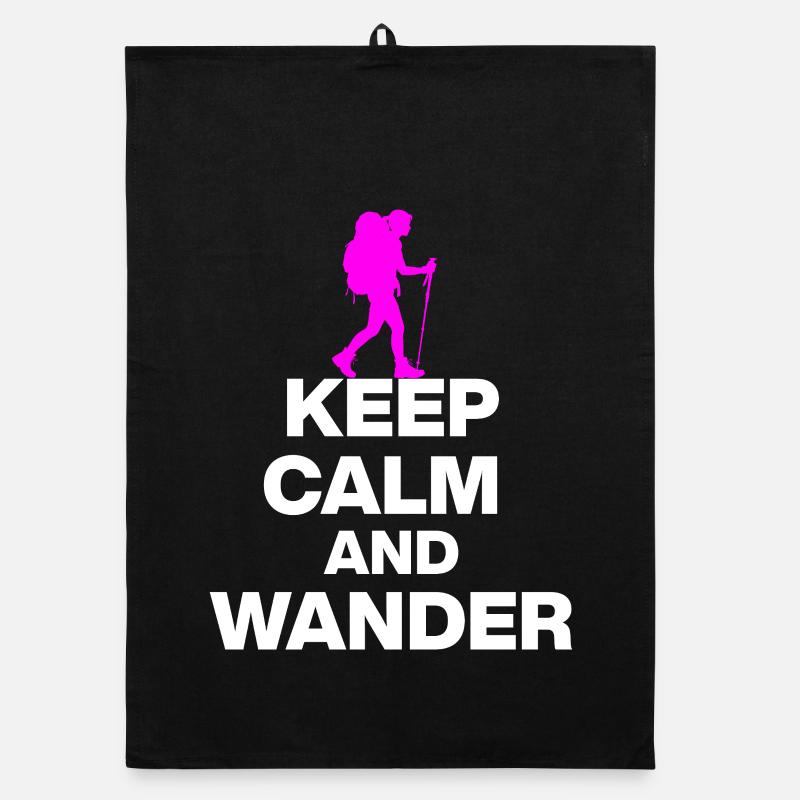 KEEP CALM AND WANDER!, HIKEING LAUFEN TRAIL PINK w Organic Geschirrtuch