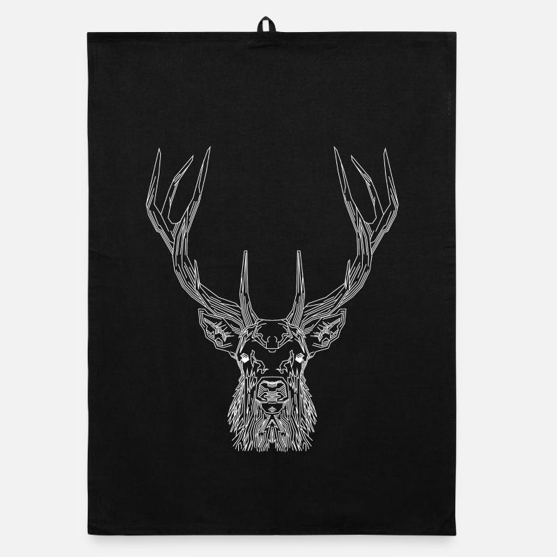 Tech Deer – Geometrischer Hirsch in Weiß Organic Geschirrtuch