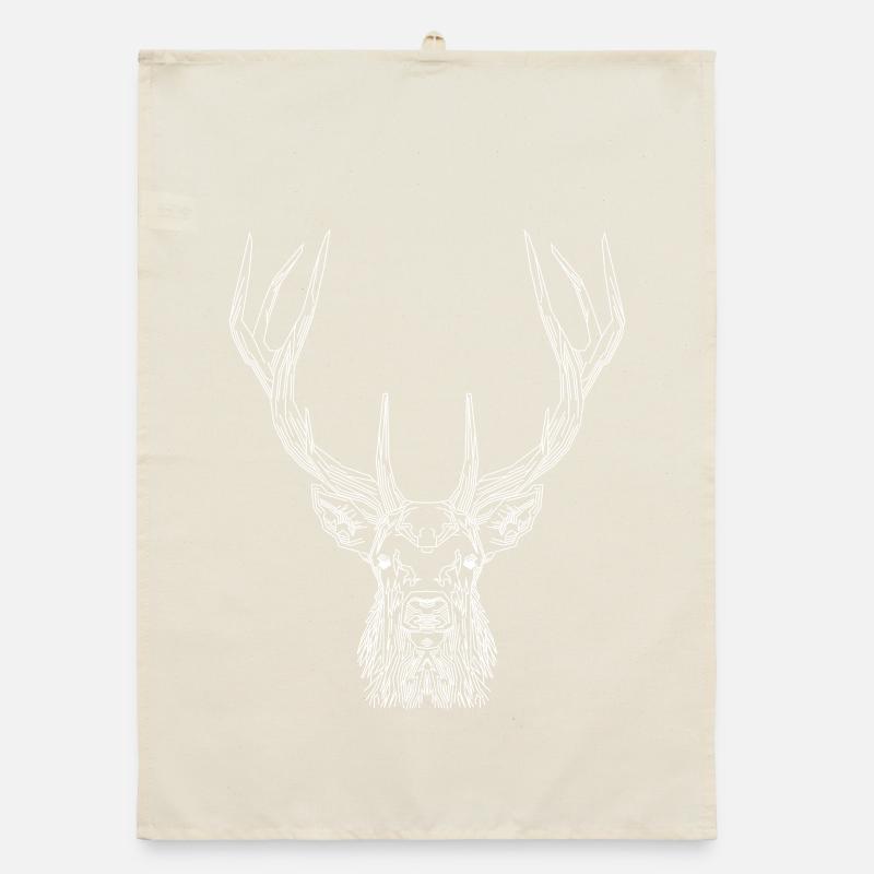 Tech Deer – Geometric Deer in White Organic dish towel