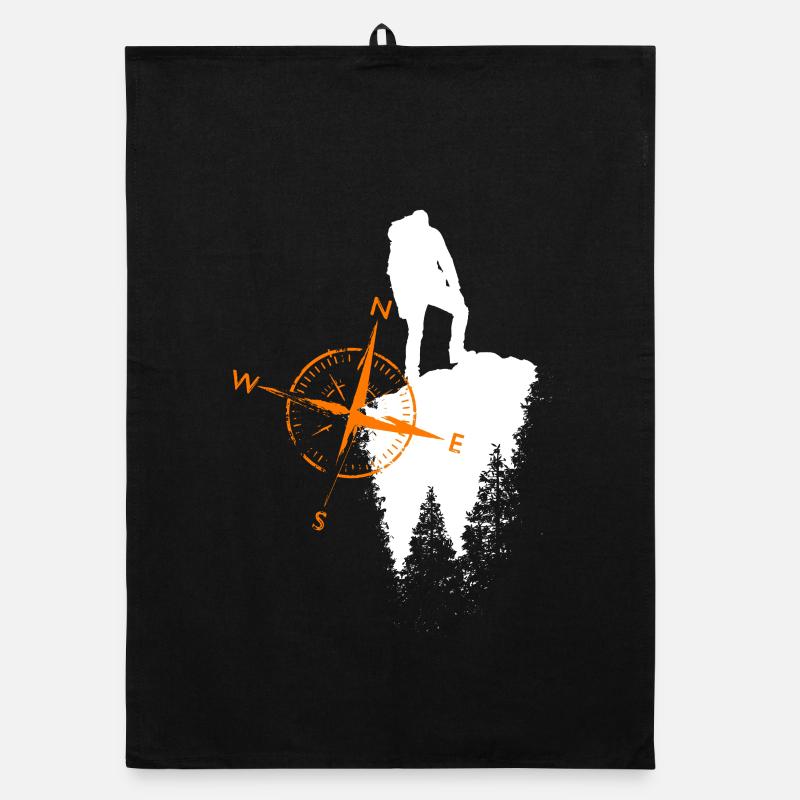 Wanderer motif with a compa Organic dish towel