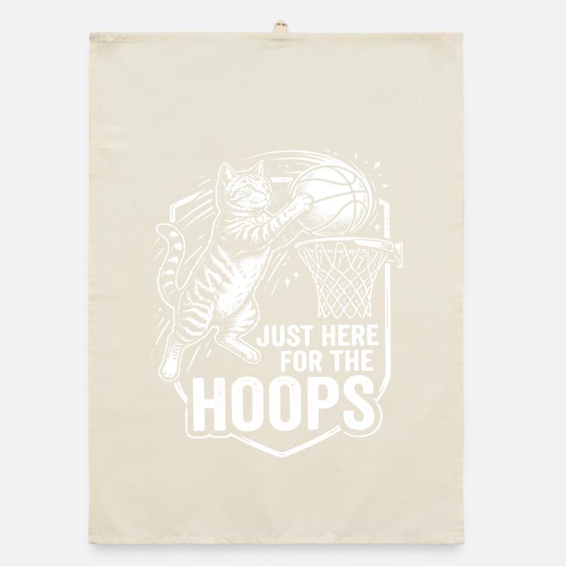 Cat Dunk Hoop: Just Here for the Hoops Organic dish towel