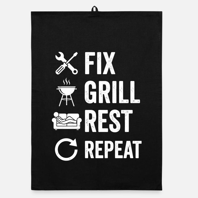 Fixer le grill repose Répéter la chemise Grilling artisan Torchon bio