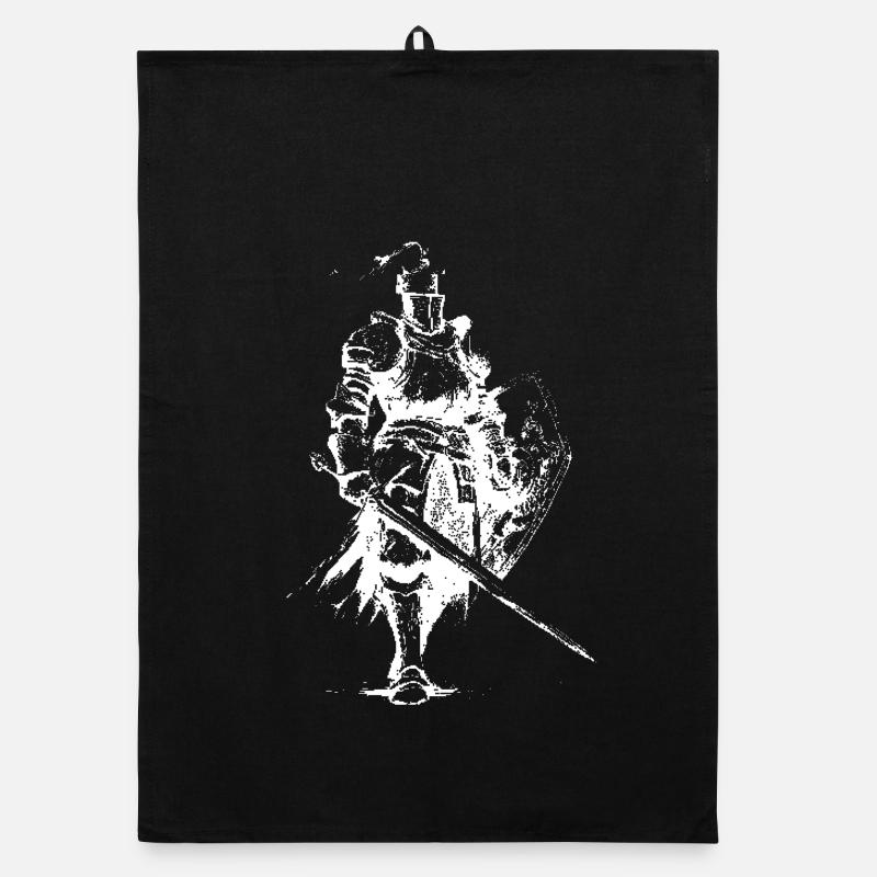 Medieval Knight Silhouette with Lance Organic dish towel