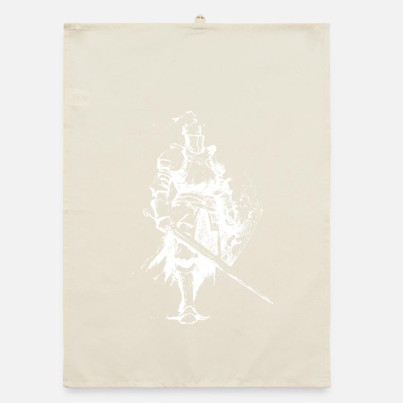 Silhouette de chevalier médiéval avec lance Torchon bio