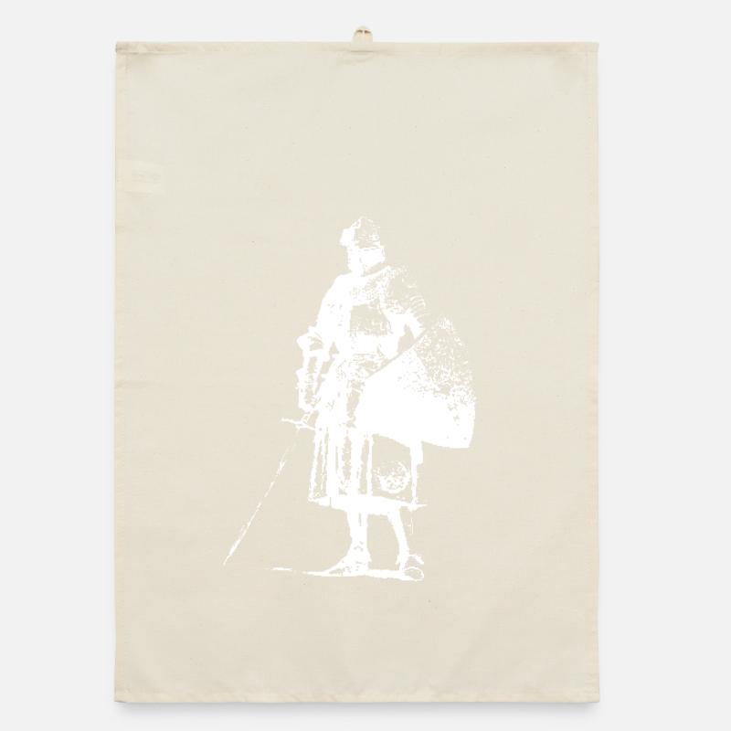 Chevalier solitaire avec silhouette de bannière Torchon bio