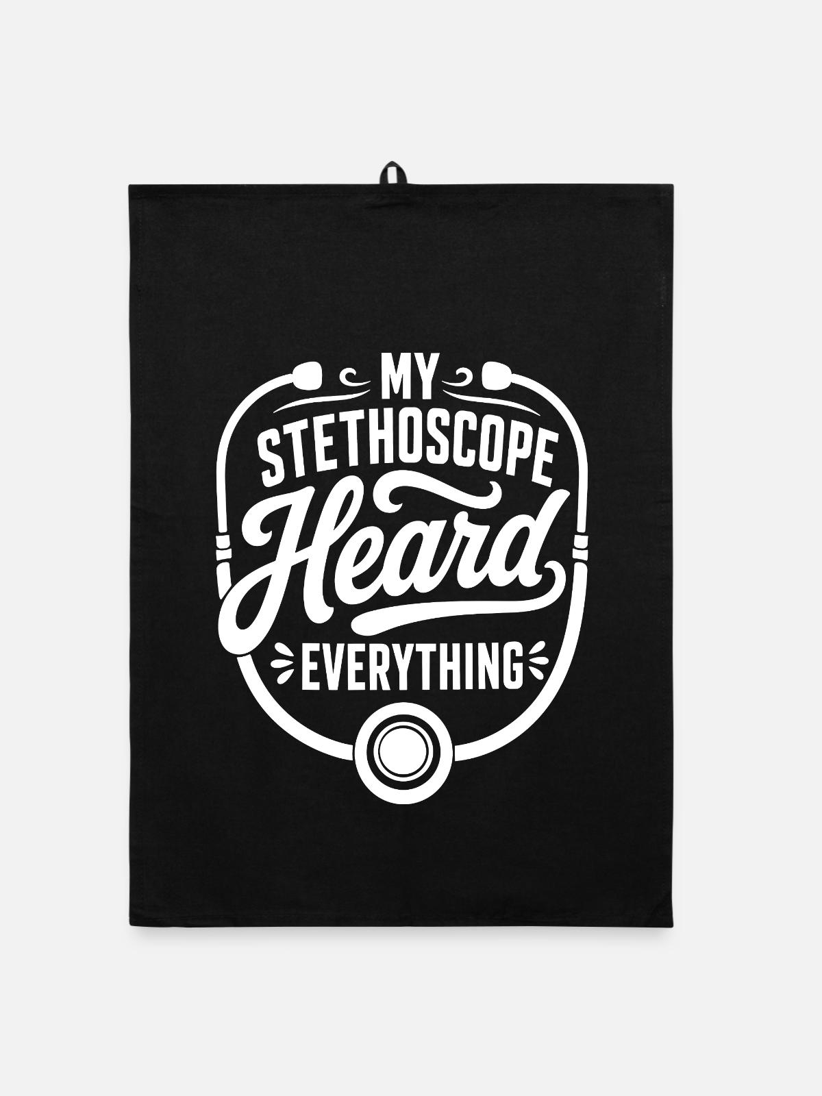 My Stethoscope Heard Everything - Organic Geschirrtuch - Schwarz - Vorne