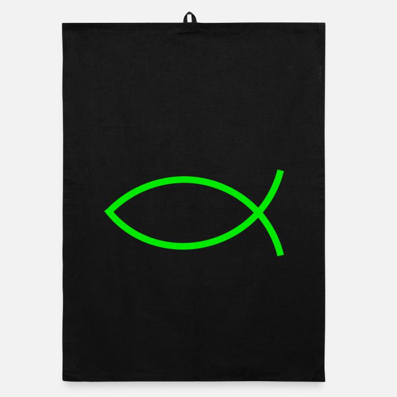 Jesus fish green Ichthys fish fish fish Organic dish towel