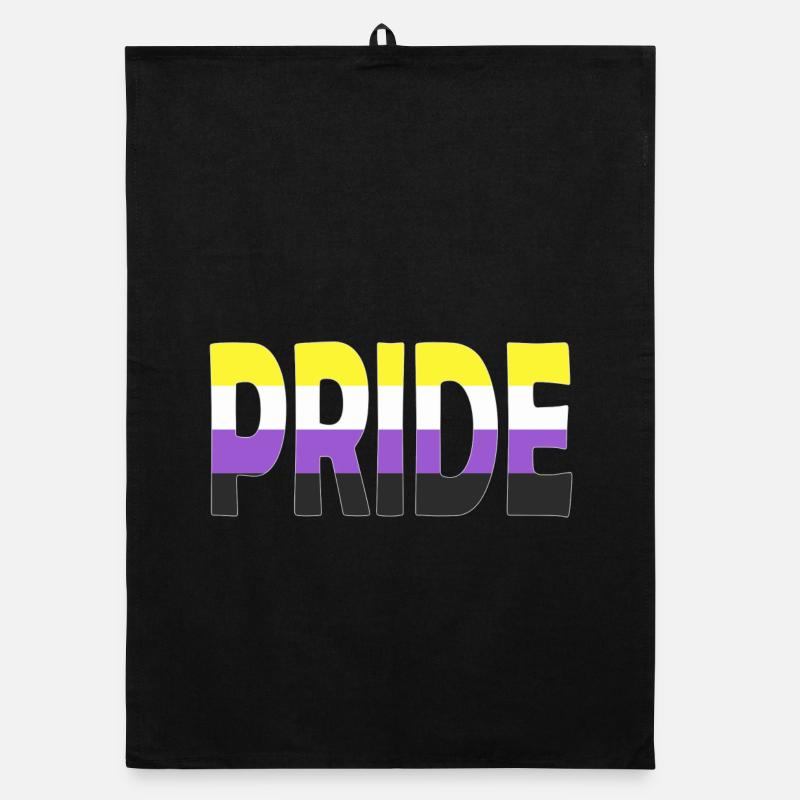 Pride Schriftzug Non-Binary Nichtbinär LGBTQ - Organic Geschirrtuch - Schwarz