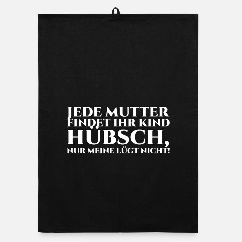 Jede Mutter findet ihr Kind hübsch, white - Organic Geschirrtuch - Schwarz