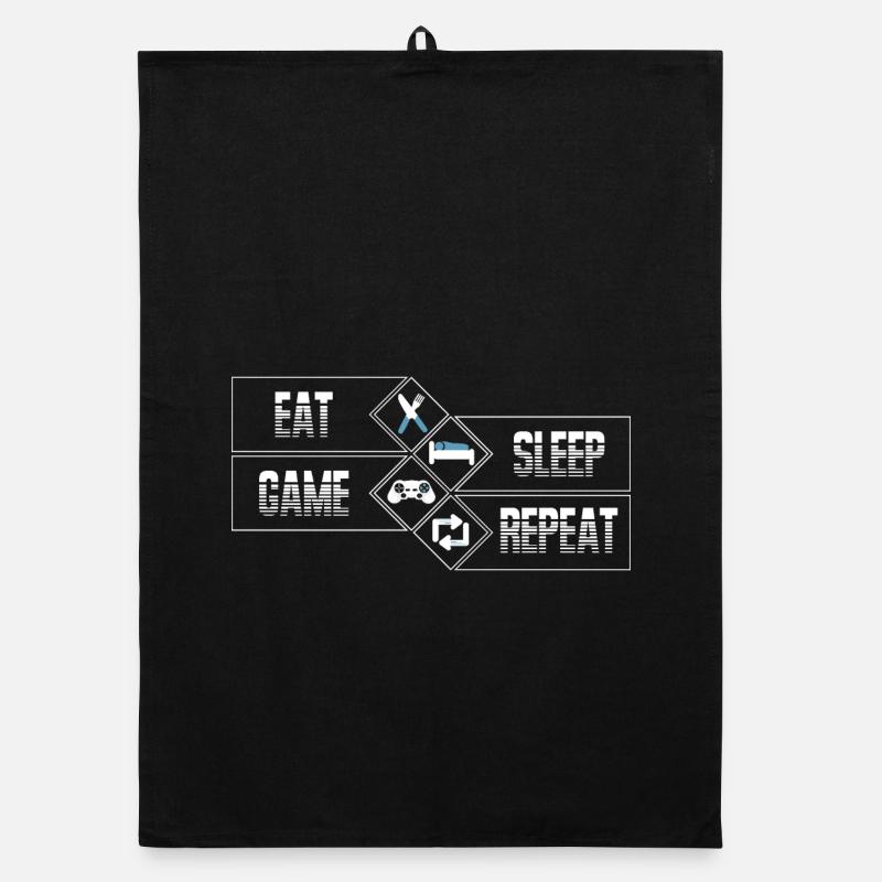 PC Gaming - Eat Sleep Game Repeat - Organic dish towel - black