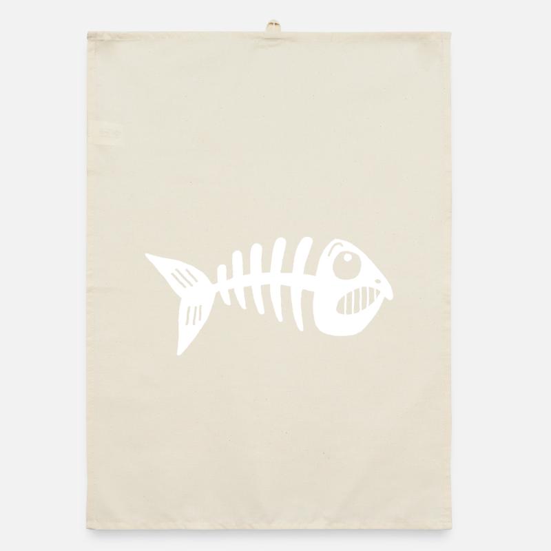 Fisch-Skelett Organic Geschirrtuch