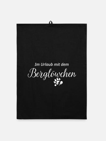Löwchen: Im Urlaub mit dem Berglöwchen (white) - Organic Geschirrtuch - Schwarz
