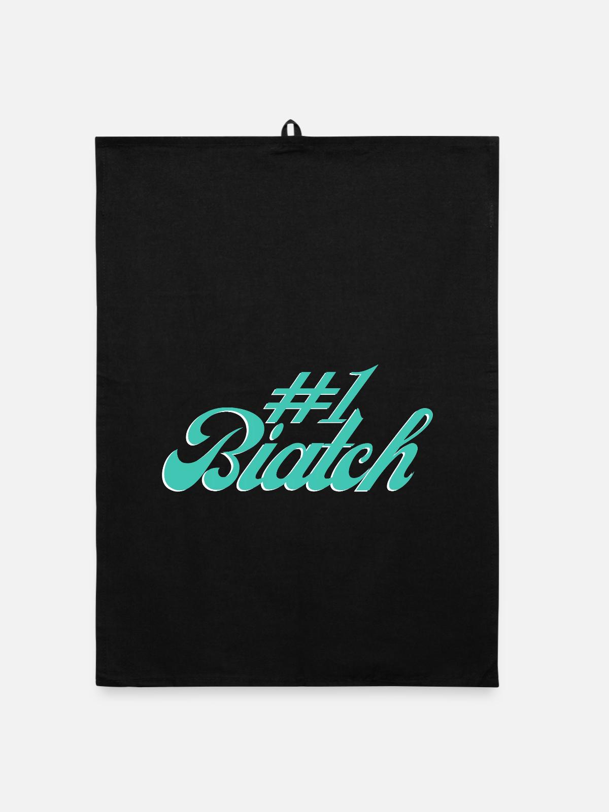 #1 Biatch [Türkis] - Organic Geschirrtuch - Schwarz - Vorne