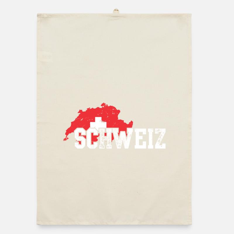 Schweiz Bold Map with White Cross Organic dish towel