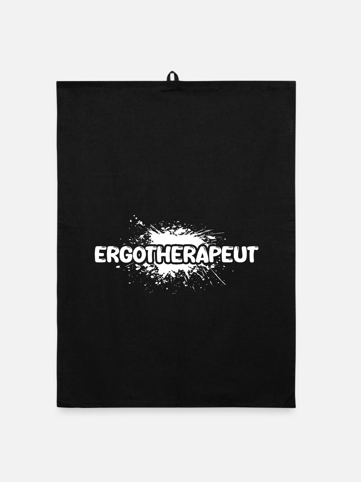 Job Ergotherapeut - Organic Geschirrtuch - Schwarz - Vorne