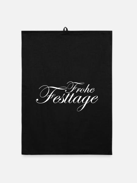 Frohe Festtage - Organic Geschirrtuch - Schwarz - Vorne