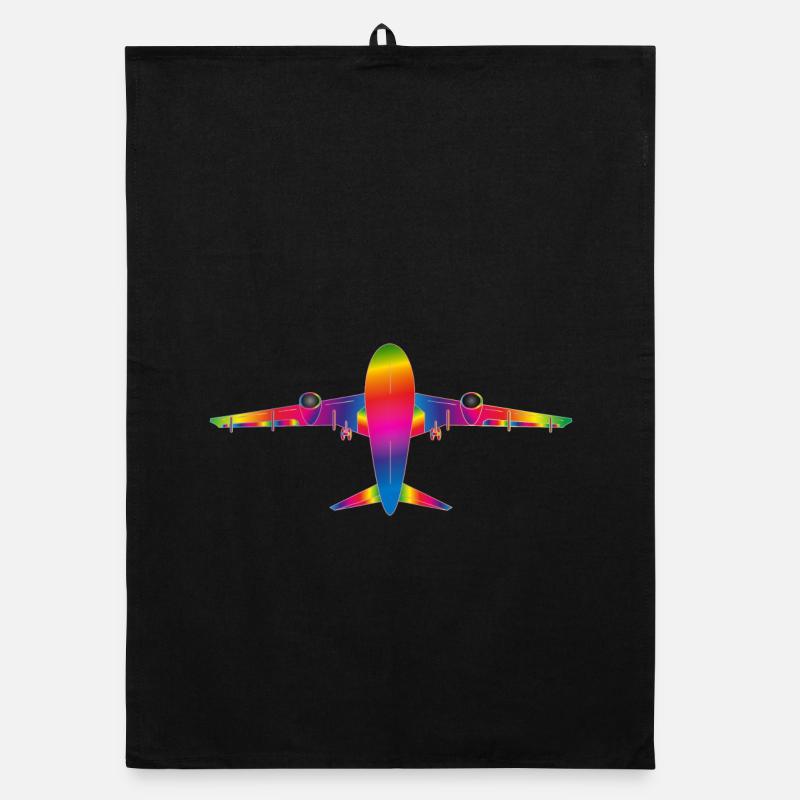 Plane in rainbow colours Organic dish towel