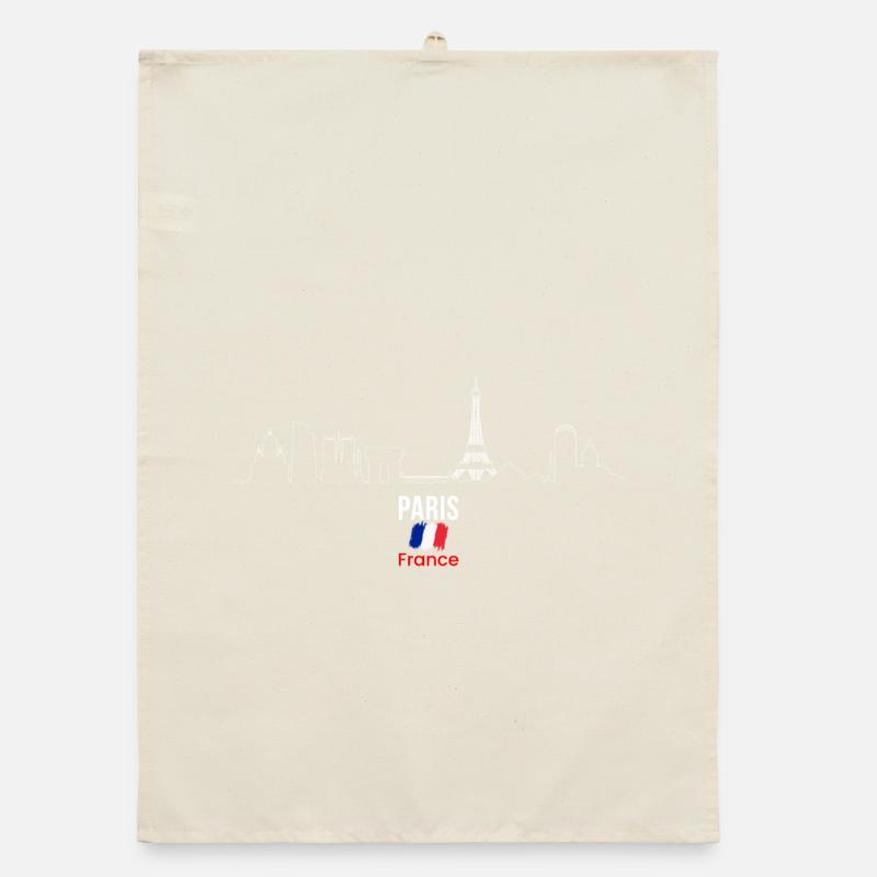 Paris Skyline Line Art Organic dish towel