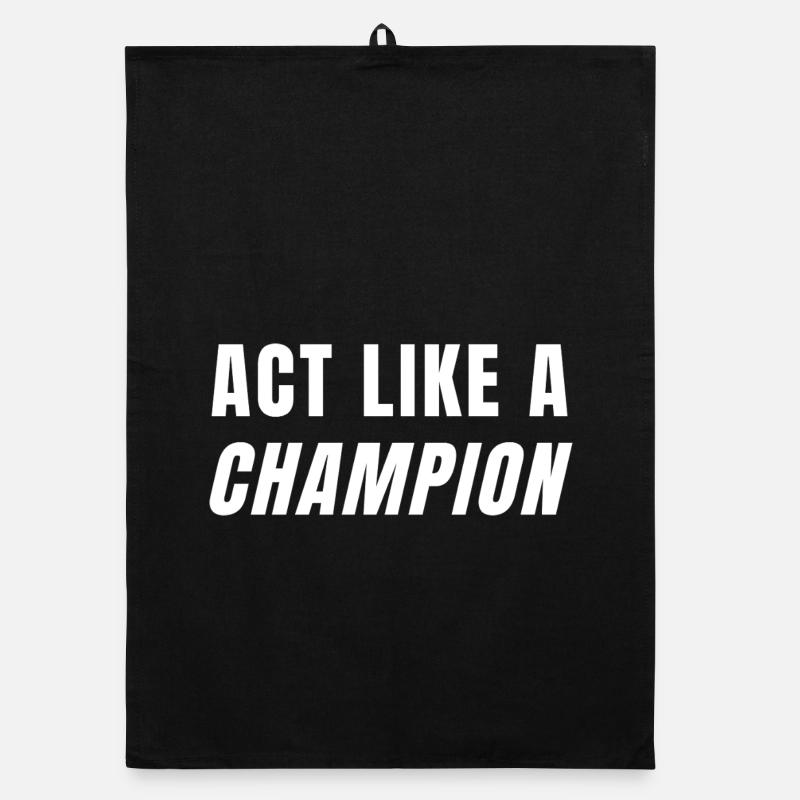 Bold Motivational Champion Quote Design Organic dish towel