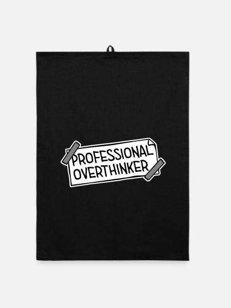 Professional Overthinker Lustig Grübeln Angst Logo - Organic Geschirrtuch - Schwarz - Vorne