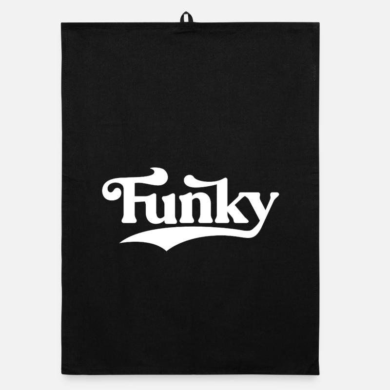 Funky Retro Script Logo Organic Geschirrtuch